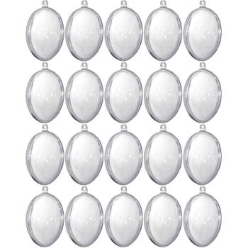 20x Plastic eitjes doorzichtig 6 cm decoratie/versiering - Feestdecoratievoorwerp