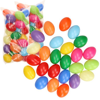 50x Plastic eitjes multikleur/gekleurd 6 cm decoratie/versiering - Feestdecoratievoorwerp