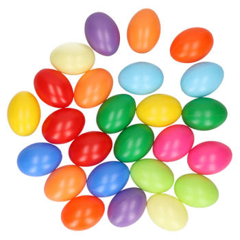 25x stuks plastic eitjes gekleurd 6 cm decoratie/versiering - Feestdecoratievoorwerp
