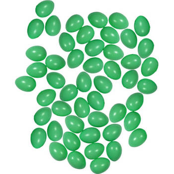 50x Plastic groene eitjes 4 cm decoratie/versiering - Feestdecoratievoorwerp