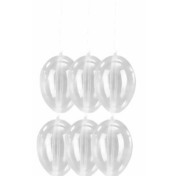Paasdecoratie hangend plastic DIY paaseieren 10 cm 6 stuks - Feestdecoratievoorwerp