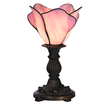 Clayre & Eef Roze Tafellamp Tiffany Ø 20*30 cm E14/max 1*25W 5LL-6099
