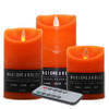 Kaarsen set van 3x stuks LED stompkaarsen oranje met afstandsbediening - LED kaarsen