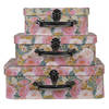 Clayre & Eef Roze Decoratie koffer (3) 30*22*10/25*19*9/20*16*8 cm 65015