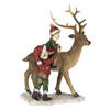 Clayre & Eef Kerstdecoratie Beeld Kinderen 15*9*22 cm Bruin, Rood Kunststof Decoratief Figuur Decoratieve Accessoires