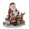Clayre & Eef Kerstdecoratie Beeld Kerstman 14*12*13 cm Rood Kunststof Decoratief Figuur Decoratieve Accessoires