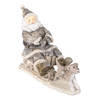 Clayre & Eef Grijze Decoratie kerstman op slee 24*8*16 cm 6PR3472