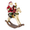 Clayre & Eef Kerstdecoratie Beeld Kerstman 20*8*21 cm Rood Bruin Kunststof Decoratief Figuur Decoratieve Accessoires