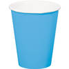 16x stuks drinkbekers van papier blauw 350 ml - Feestbekertjes
