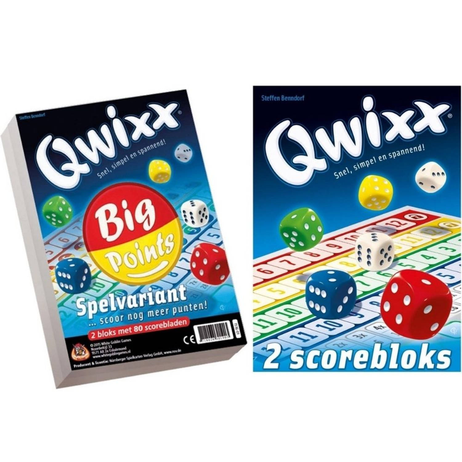 Spellenbundel - 2 stuks - Dobbelspel - Qwixx Big Points & 2 extra scoreblocks