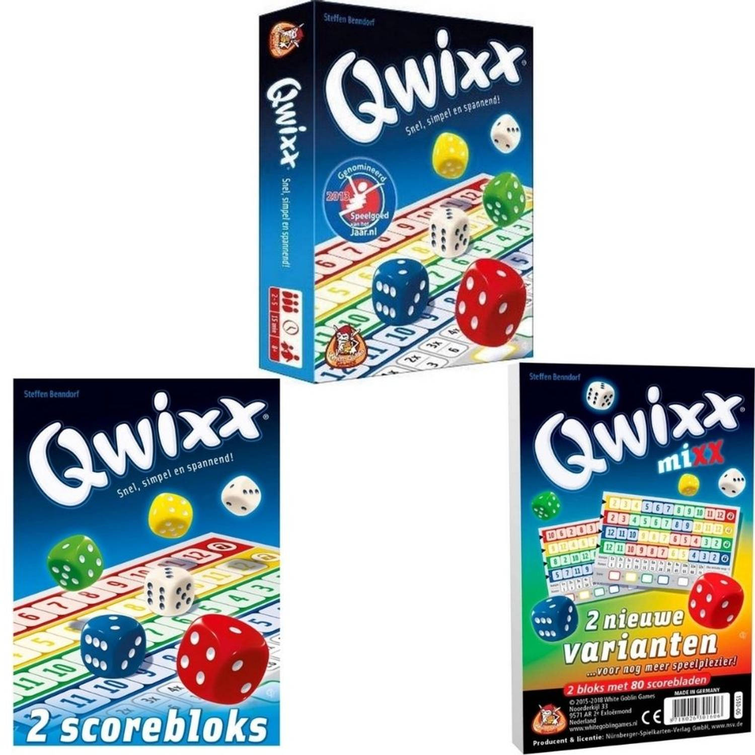 Spellenbundel - 3 stuks - Dobbelspel - Qwixx & 2 extra scoreblocks & Qwixx Mixx