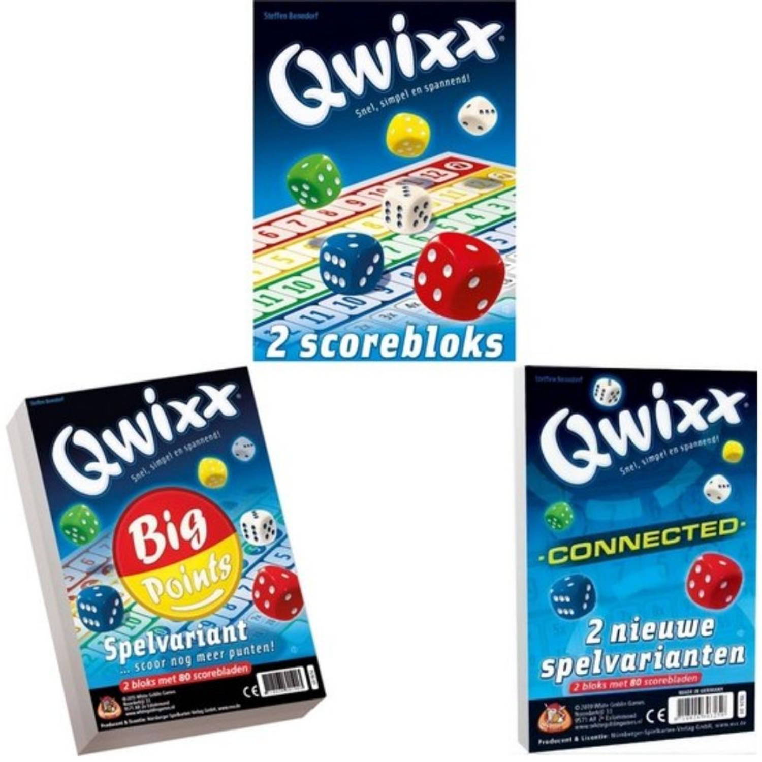 Spellenbundel - 3 stuks - Dobbelspel - Qwixx scoreblocks & Qwixx Big Points & Qwixx Connected