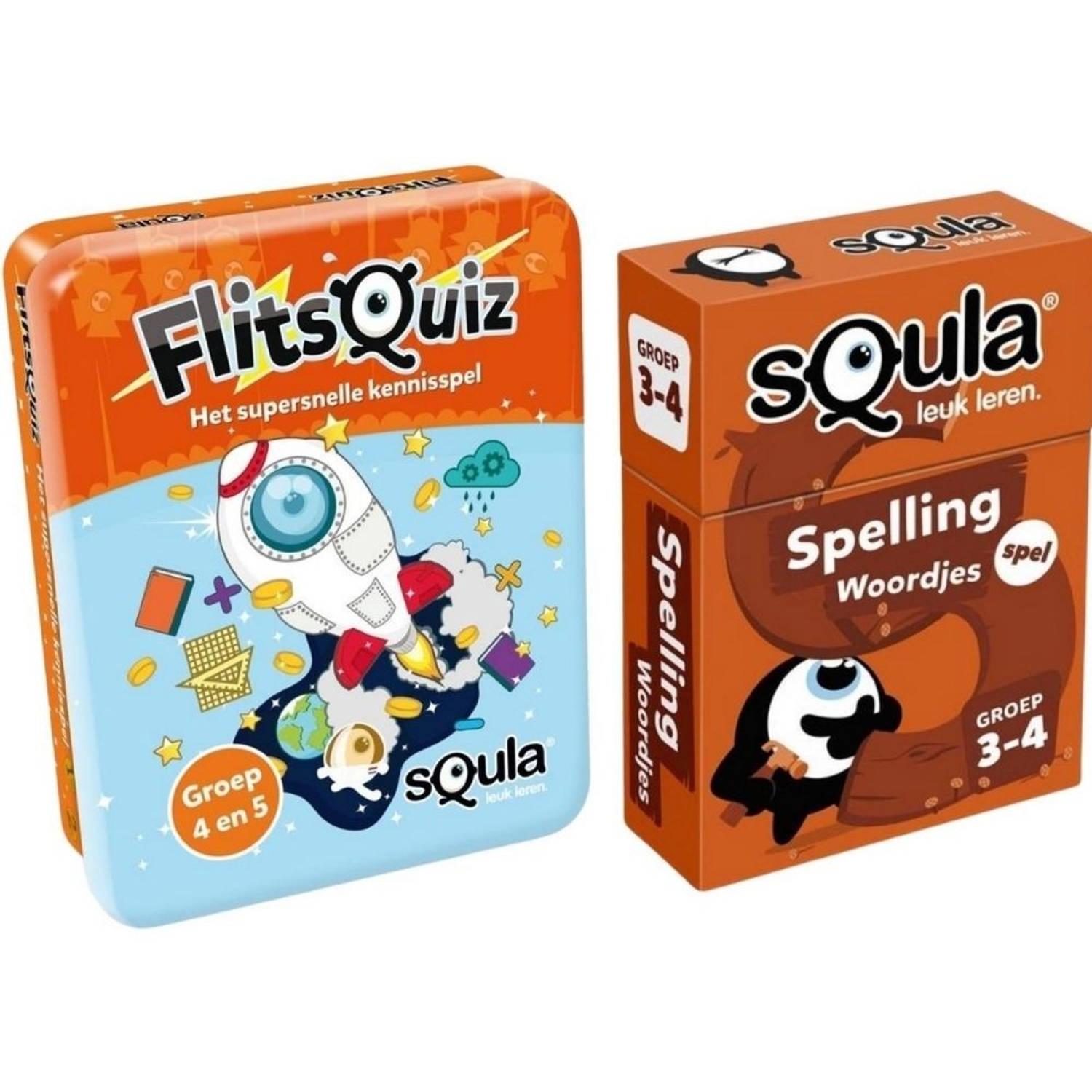 Spellenbundel - Squla - 2 stuks - Flitsquiz Groep 4 5 - Spelling (Groep 3&4)