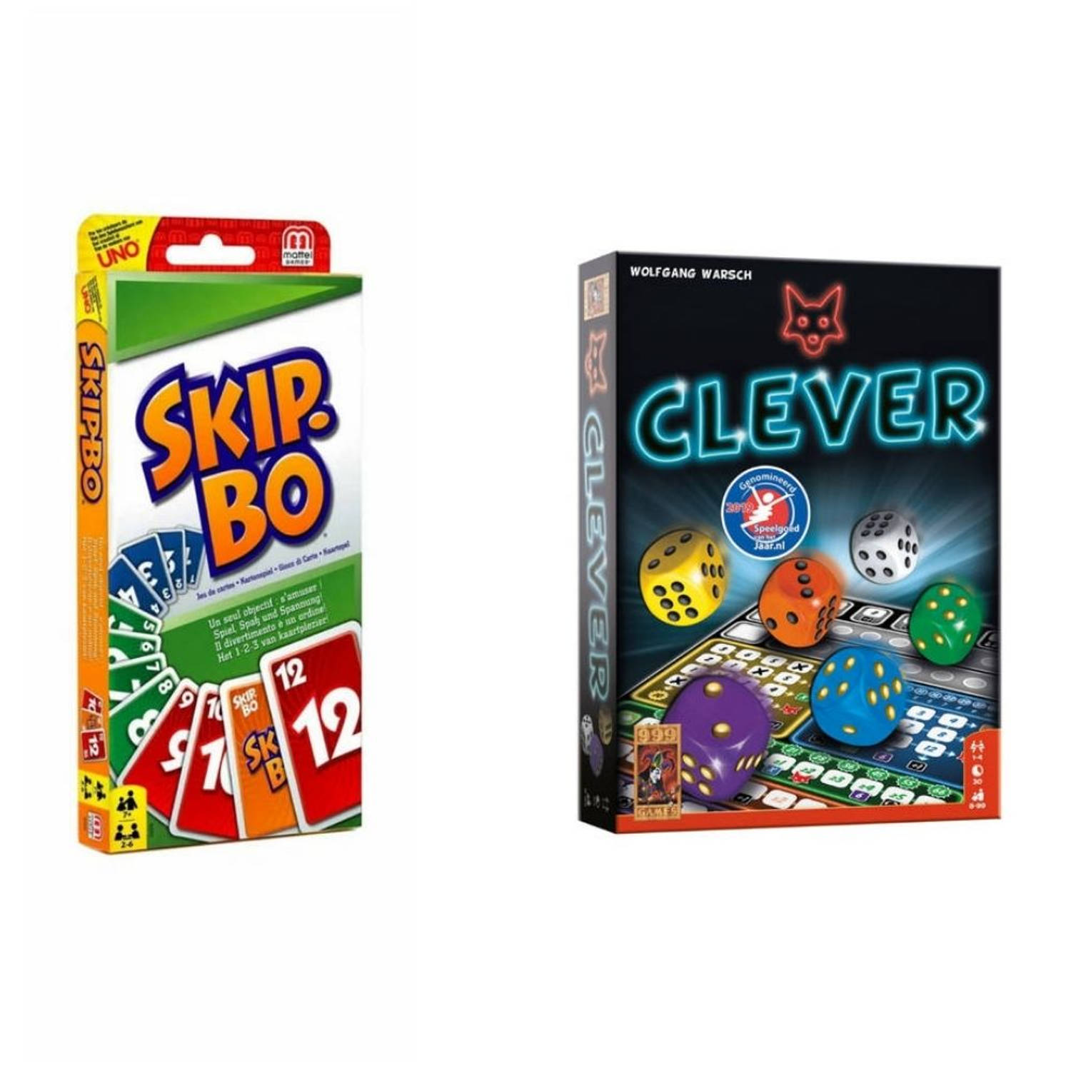 Spellenbundel - Kaartspel - 2 stuks - Skip-Bo & Clever