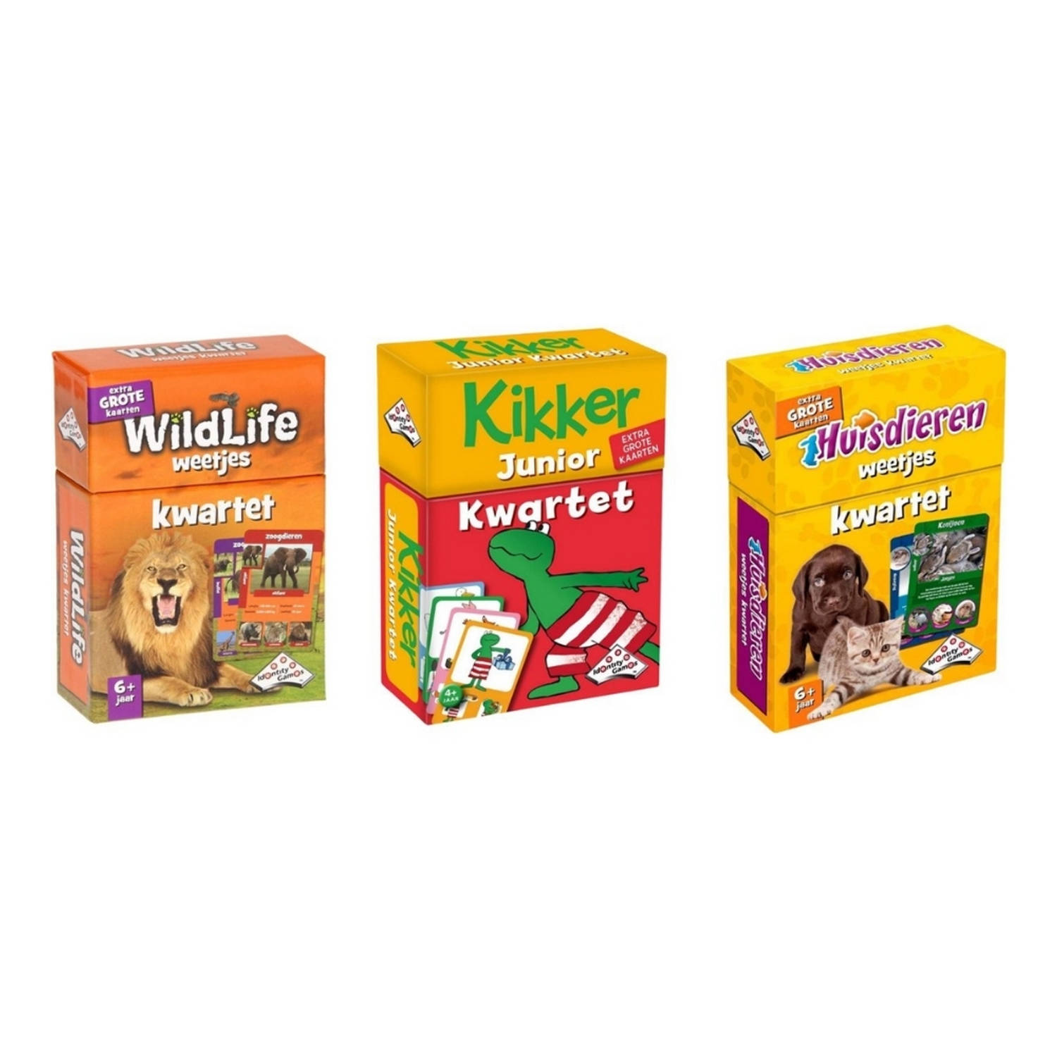 Spellenbundel - Kwartet - 3 stuks - Wildlife Kwartet & Kikker Junior Kwartet & Huisdieren Kwartet