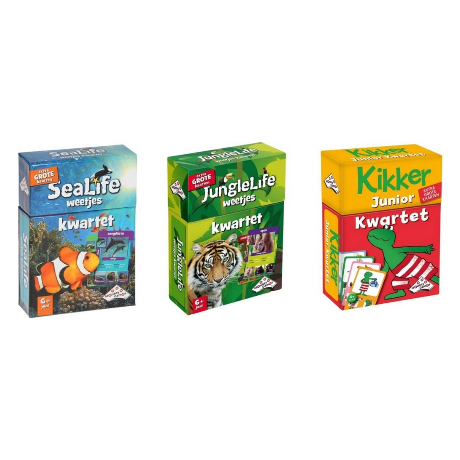 Spellenbundel - Kwartet - 3 stuks - Sealife Kwartet & Junglelife Kwartet & Kikker Junior Kwartet