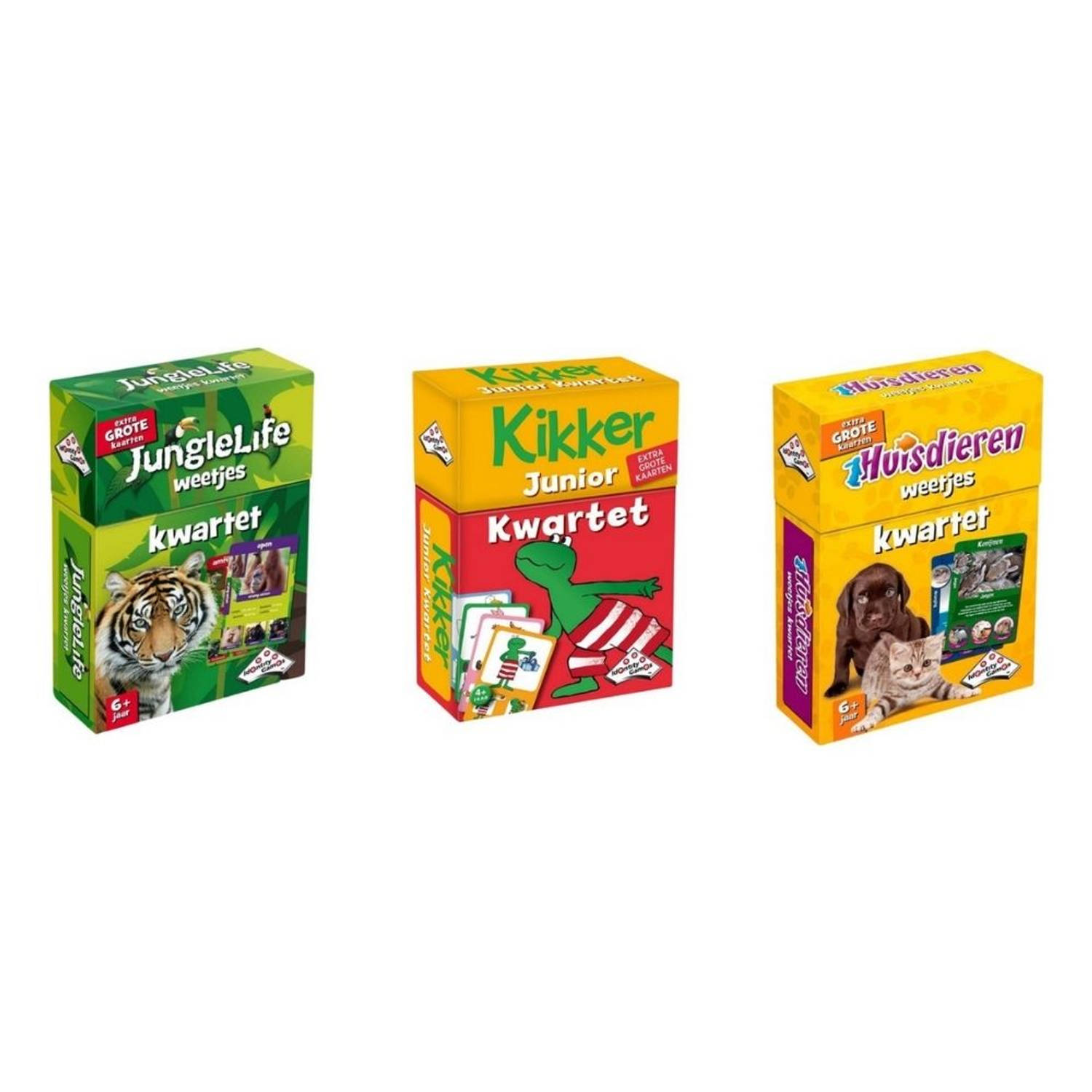 Spellenbundel - Kwartet - 3 stuks - Junglelife Kwartet & Kikker Junior Kwartet & Huisdieren Kwartet