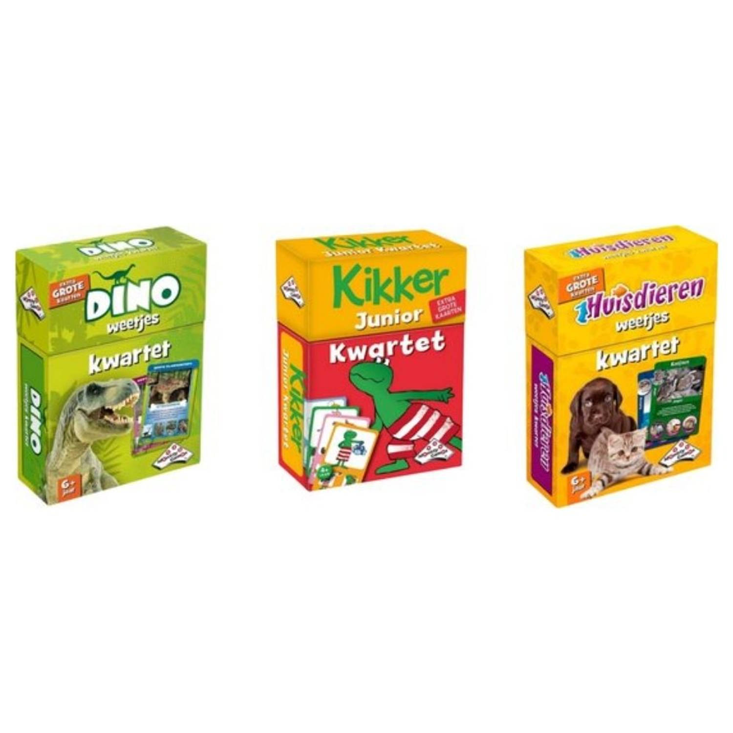 Spellenbundel - Kwartet - 3 stuks - Dino Kwartet & Kikker Junior Kwartet & Huisdieren Kwartet