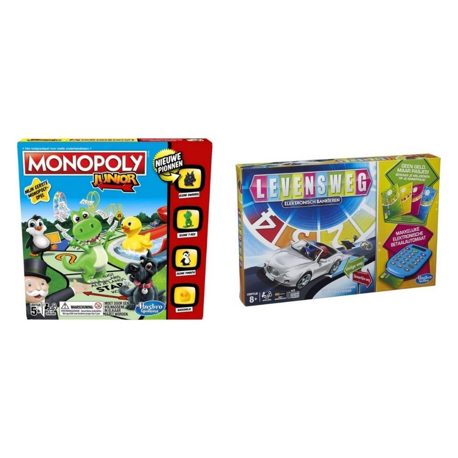 Spellenbundel - 2 Stuks - Monopoly Junior & Levensweg Electronisch Bankieren