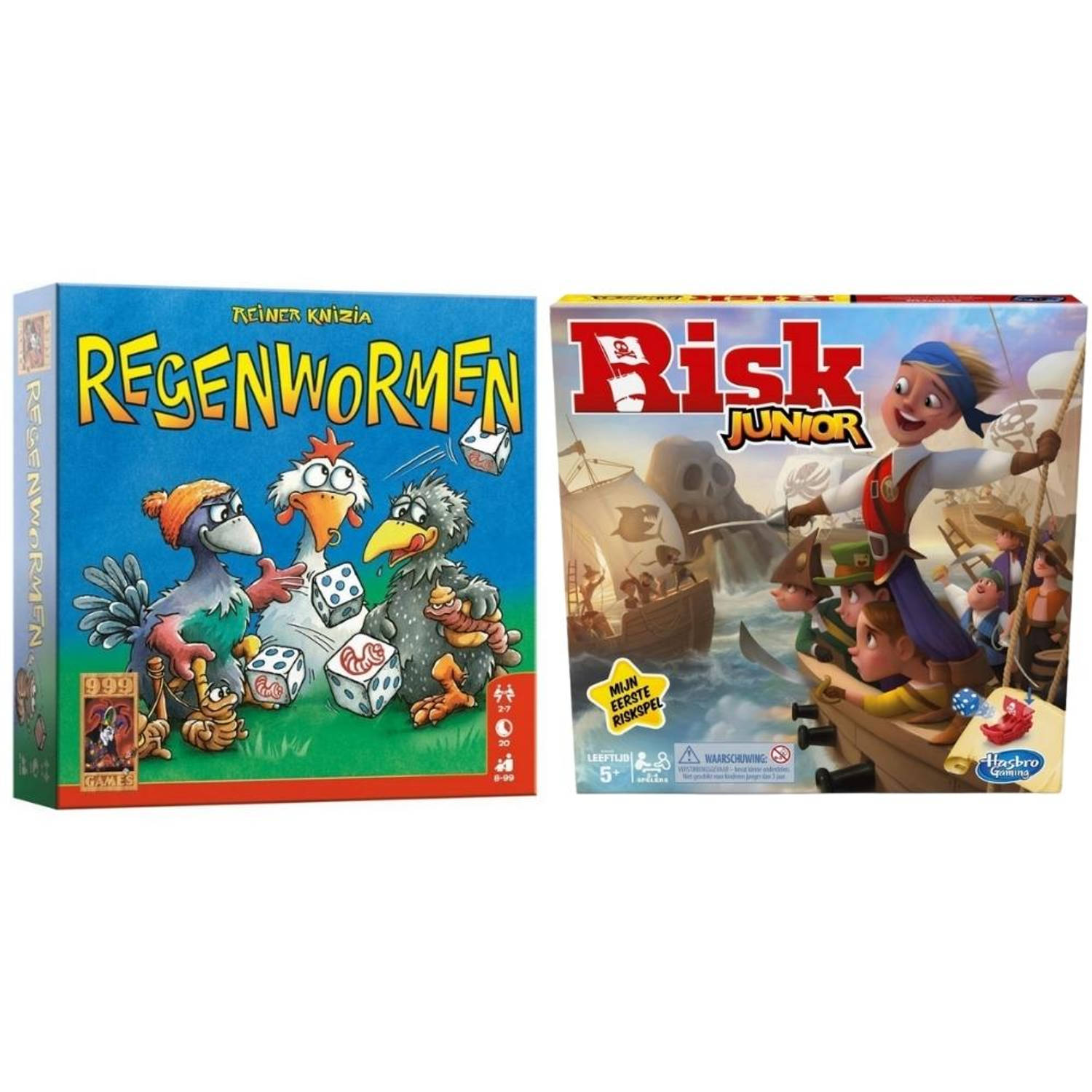 Hasbro Spellenbundel 2 Stuks Regenwormen & Risk Junior