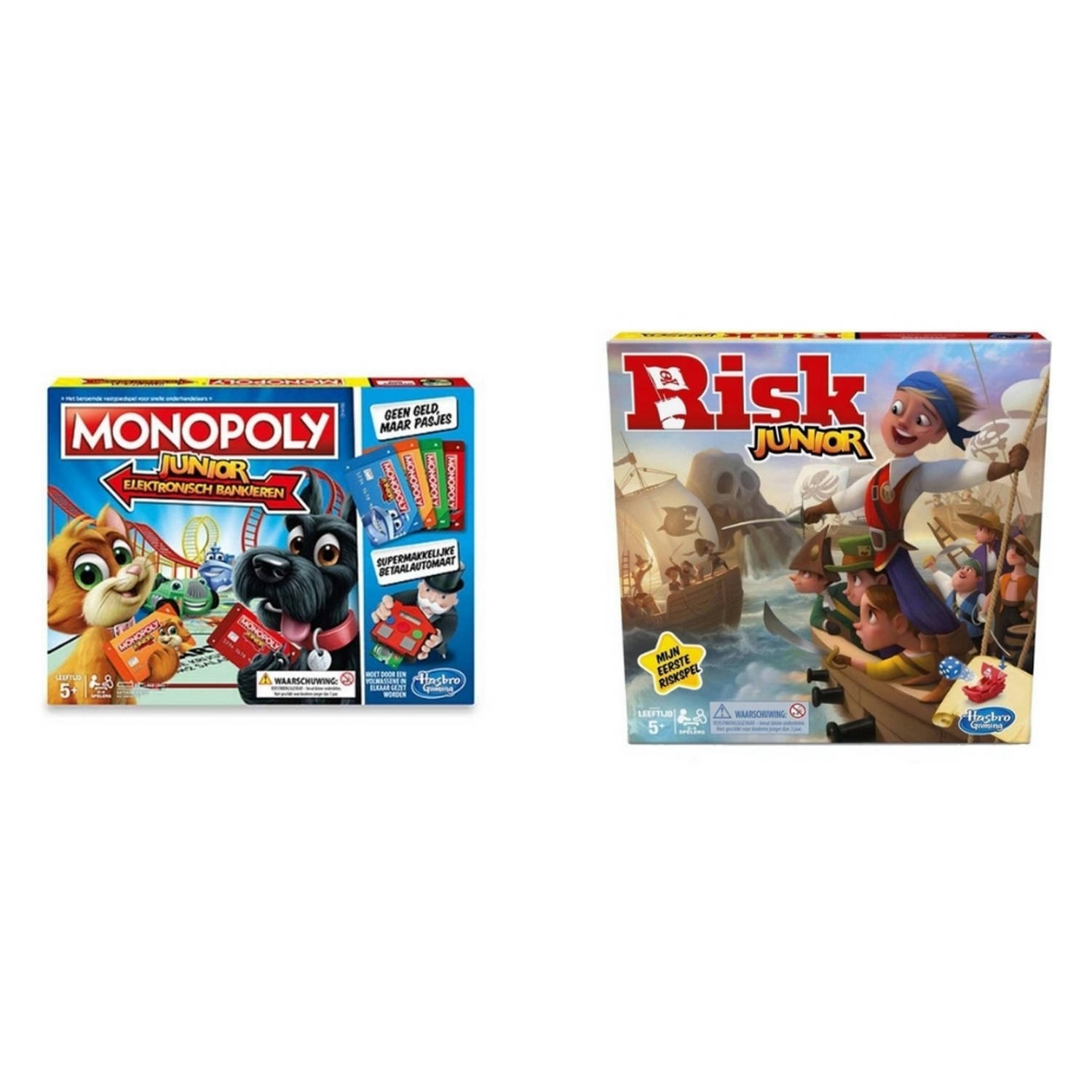 Spellenbundel 2 Stuks Monopoly Junior Elektronisch Bankieren & Risk Junior