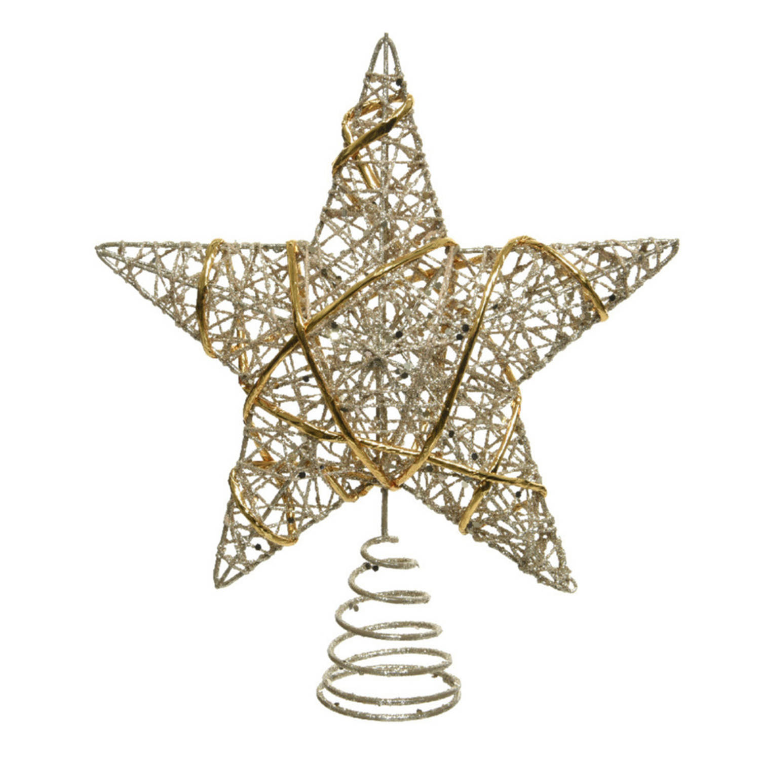 Kunststof ster piek/kerstboom topper champagne goud 22 cm - kerstboompieken