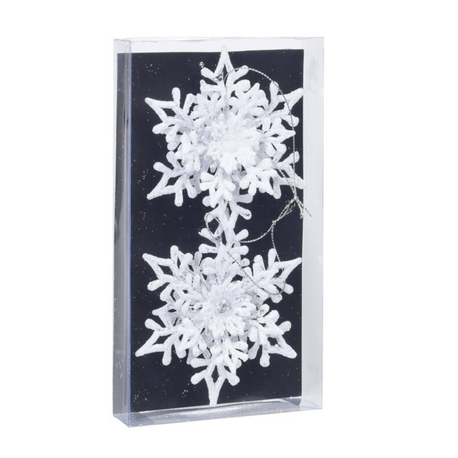 2x stuks kerstboomversiering hangers sneeuwvlokken transparant/wit 11,5 cm - Kersthangers