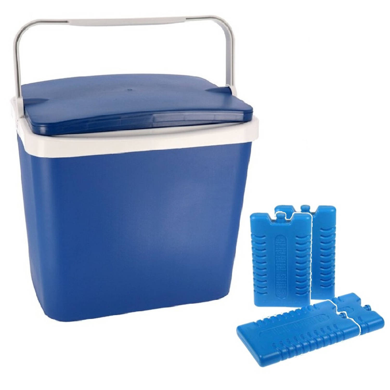 Koelbox donkerblauw 29 liter 40 x 29 x 44 cm incl. 4 koelelementen - Koelboxen