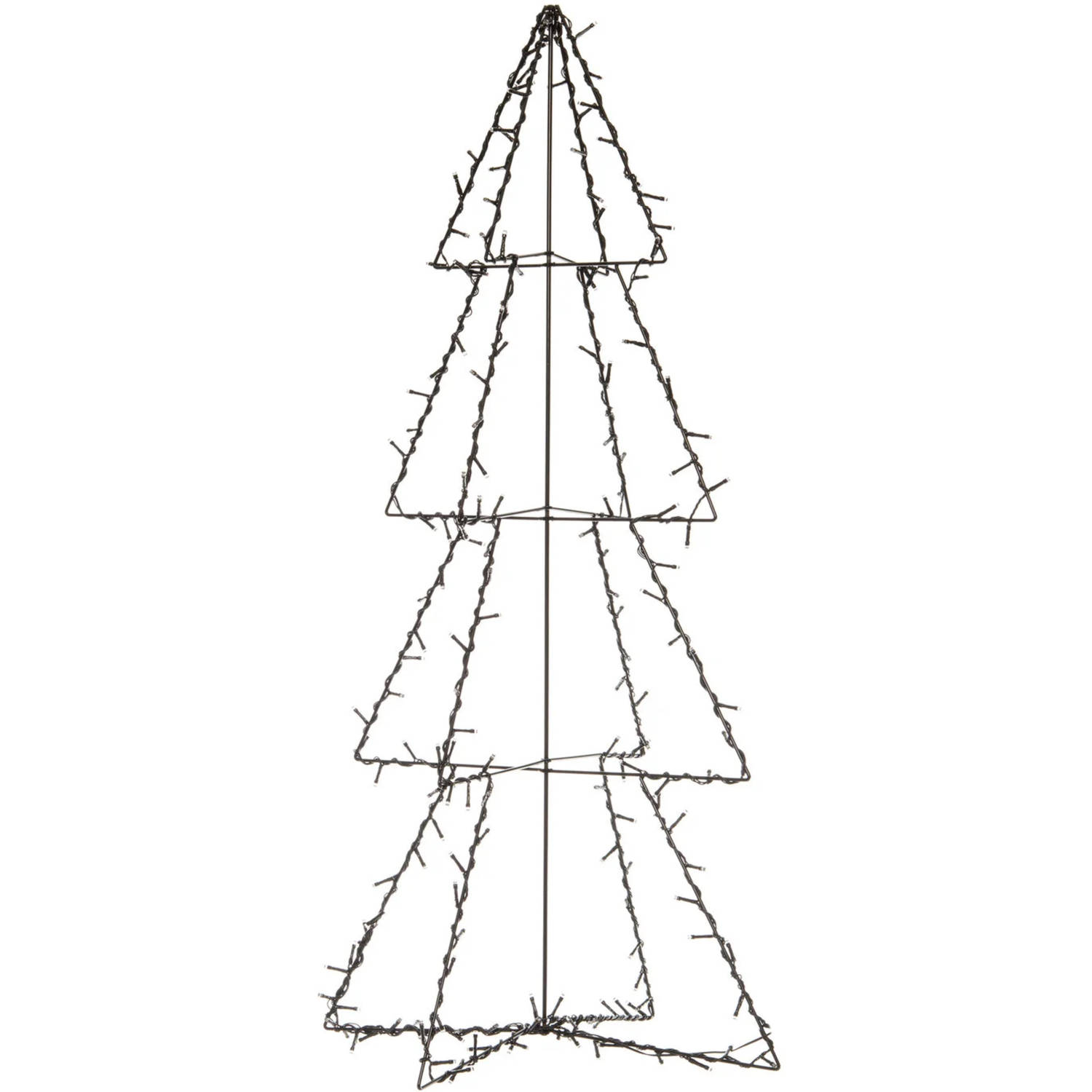 Verlichte figuren zwarte 3D lichtboom/metalen boom/kerstboom met 190 led lichtjes 117 cm - kerstverlichting figuur