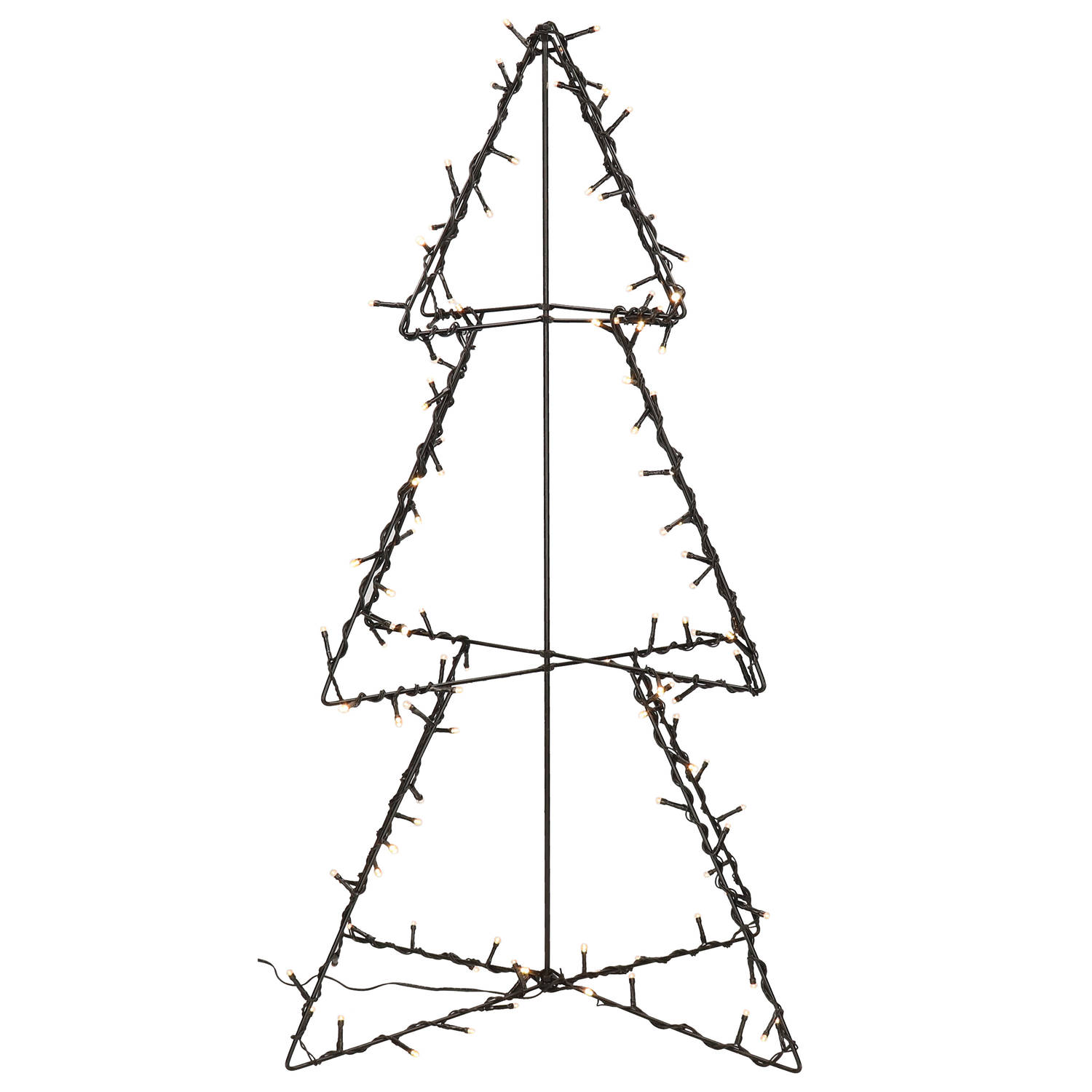 Verlichte figuren zwarte 3D lichtboom/metalen boom/kerstboom met 120 led lichtjes 77 cm - kerstverlichting figuur