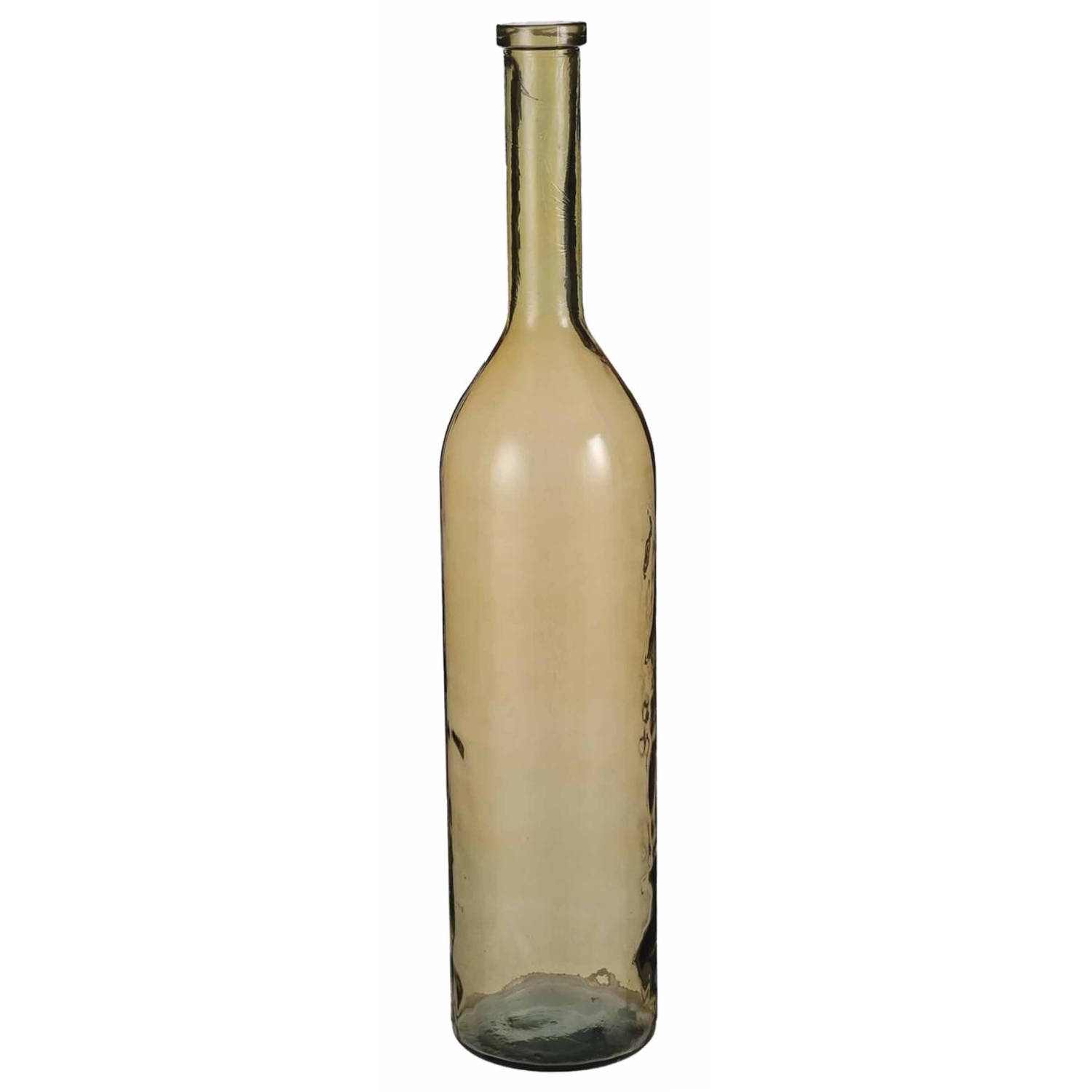 Flesvaas Bloemenvaas-bloemenvazen 21 X 100 Cm Transparant Okergeel Glas Vazen