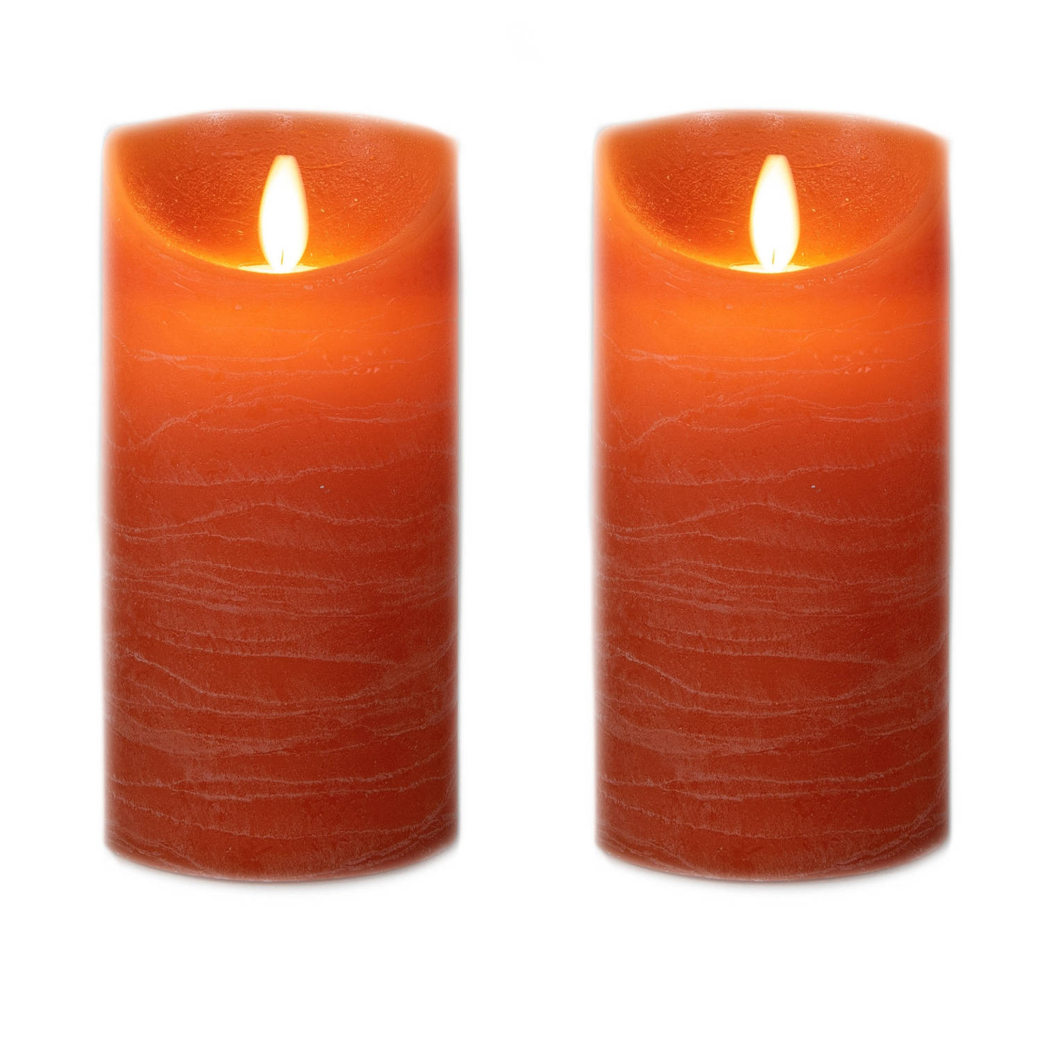 picknick kader prijs 2x stuks led kaarsen/stompkaarsen oranje D7,5 x H15 cm - LED kaarsen |  Blokker