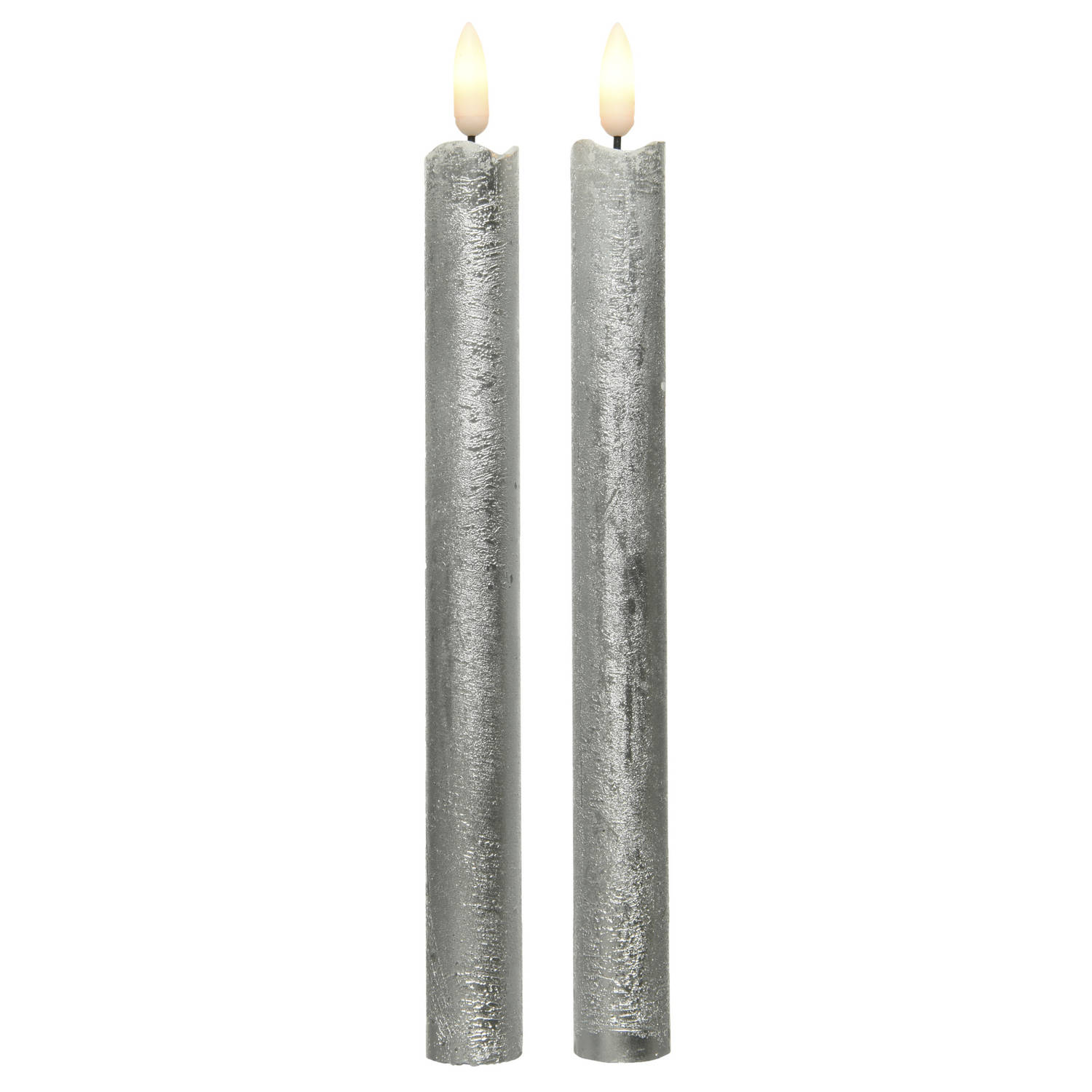 Kaarsen set van 4x Led dinerkaarsen zilver 24 - LED | Blokker