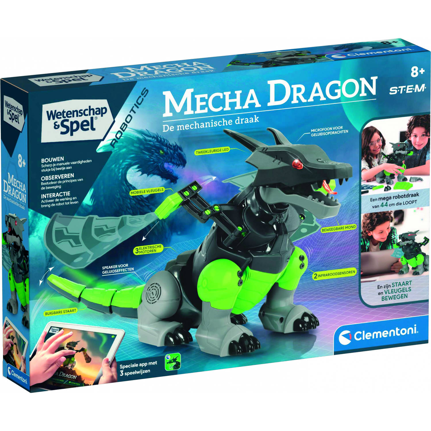 Clementoni robot Mecha Dragon junior 44 cm grijs-groen