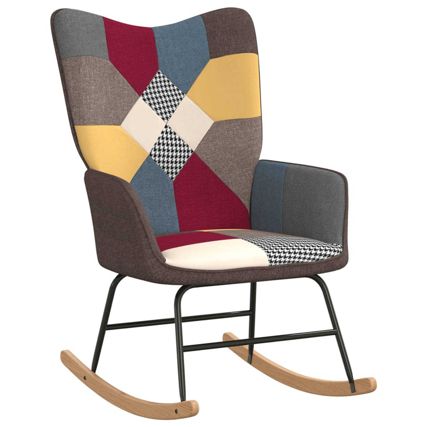 The Living Store Schommelstoel Patchwork - Fauteuil - 61 x 78 x 98 cm - meerkleurig