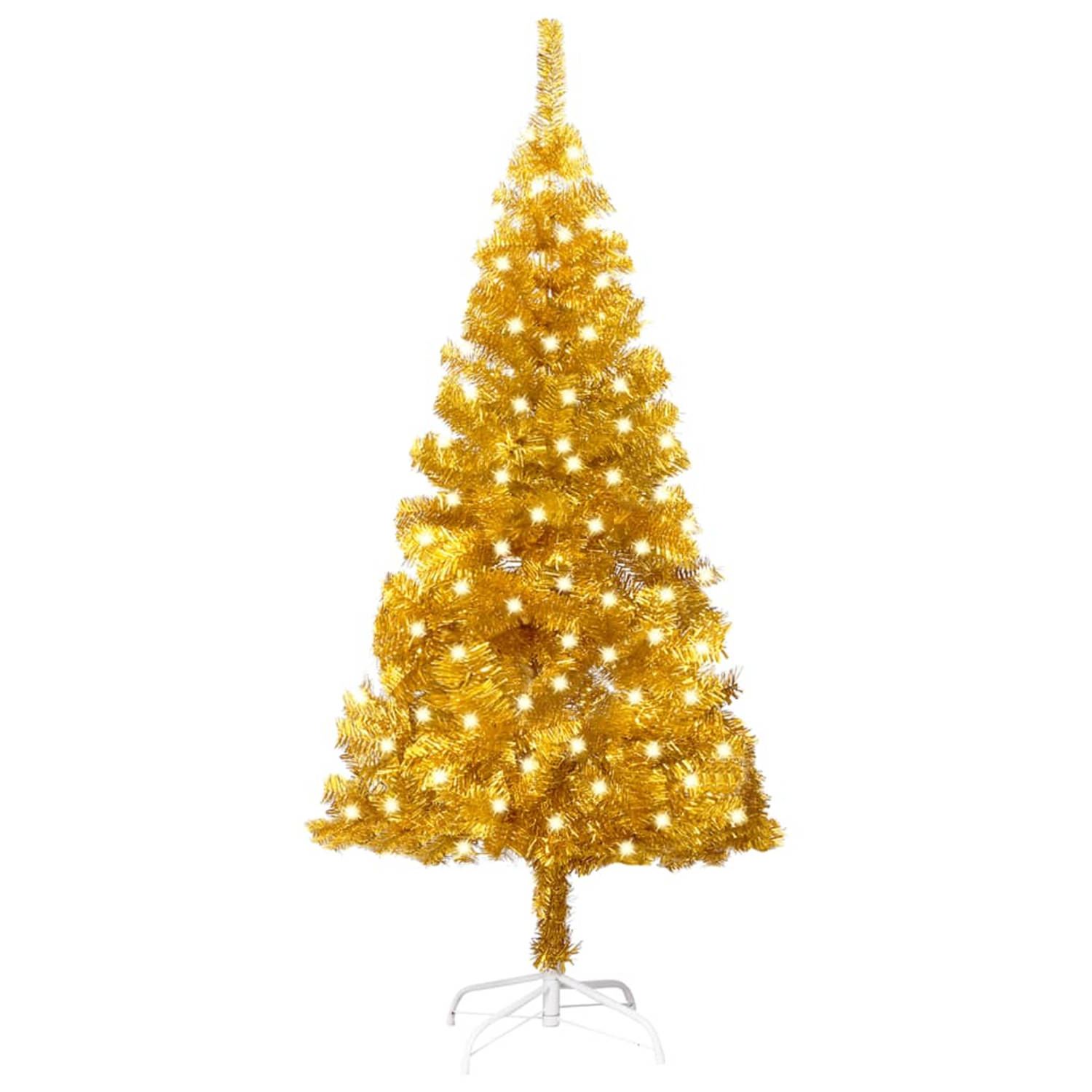 vidaXL Kunstkerstboom met LED's en standaard 120 cm PET goudkleurig