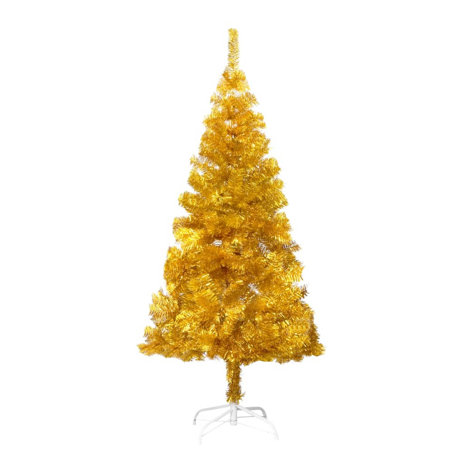 The Living Store Kunstkerstboom met LED's en standaard 150 cm PET goudkleurig - Decoratieve kerstboom