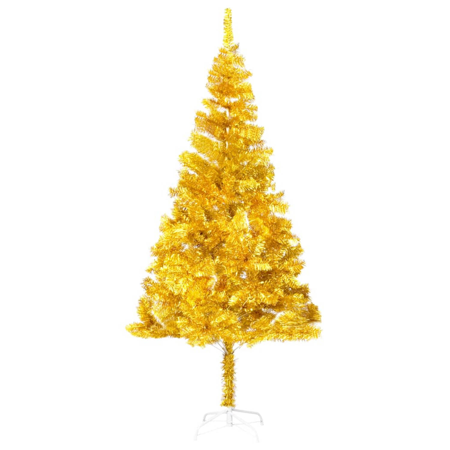The Living Store Kunstkerstboom met LED's en standaard 180 cm PET goudkleurig - Decoratieve kerstboom
