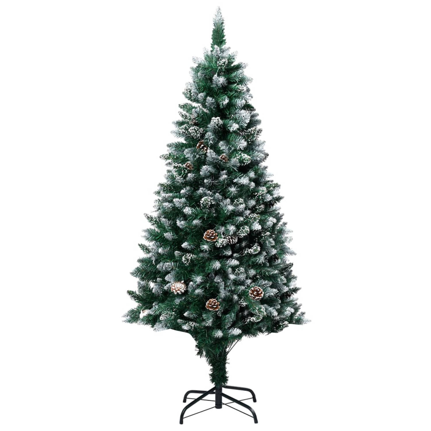 The Living Store Kunstkerstboom met LED's en dennenappels en witte sneeuw 240 cm - Decoratieve kerstboom