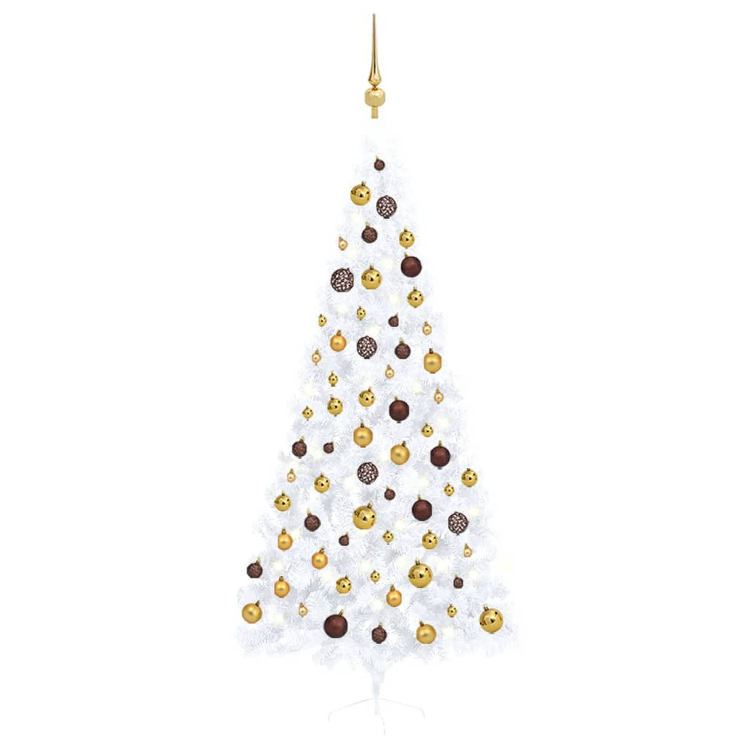 vidaXL Kunstkerstboom met verlichting en kerstballen half 240 cm wit