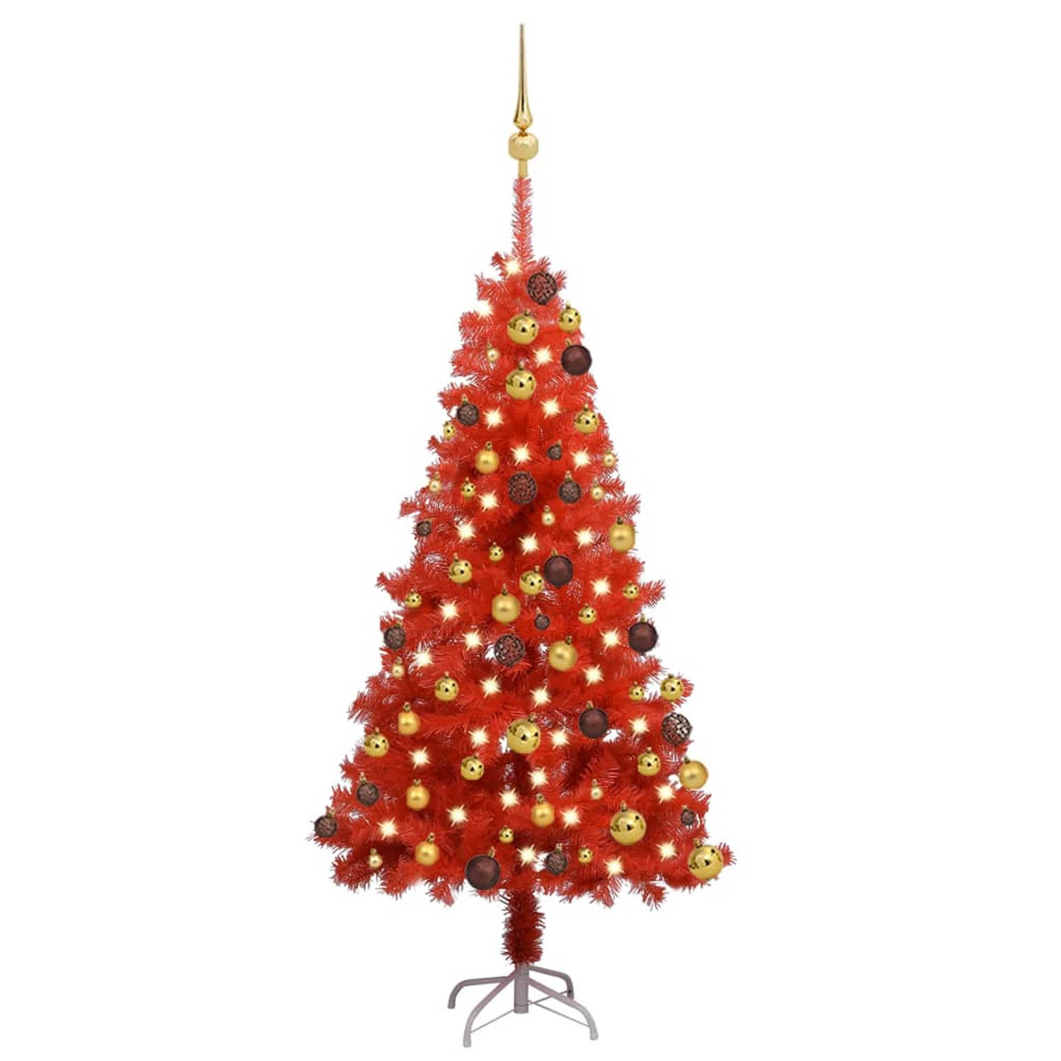 vidaXL Kunstkerstboom met verlichting en kerstballen 120 cm PVC rood