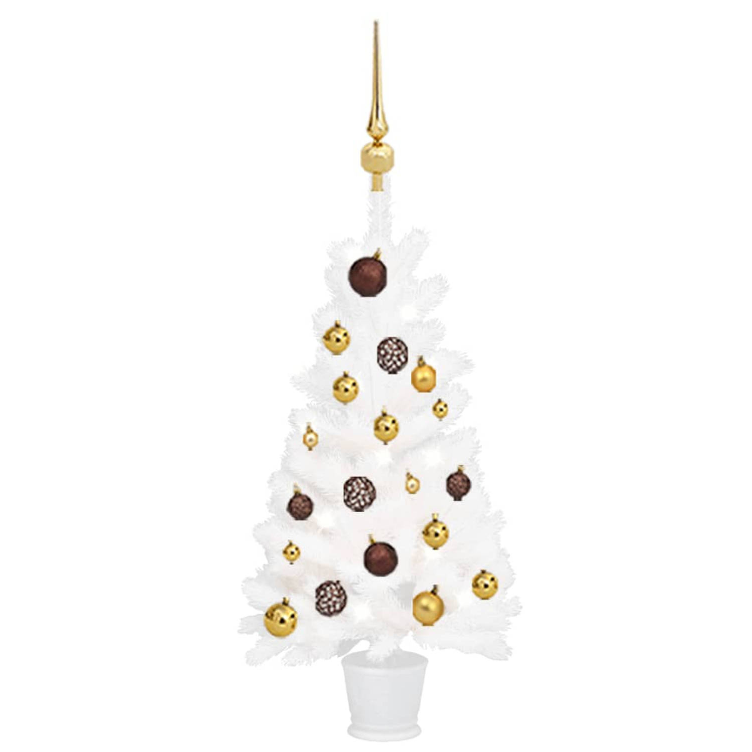 vidaXL Kunstkerstboom met verlichting en kerstballen 90 cm wit