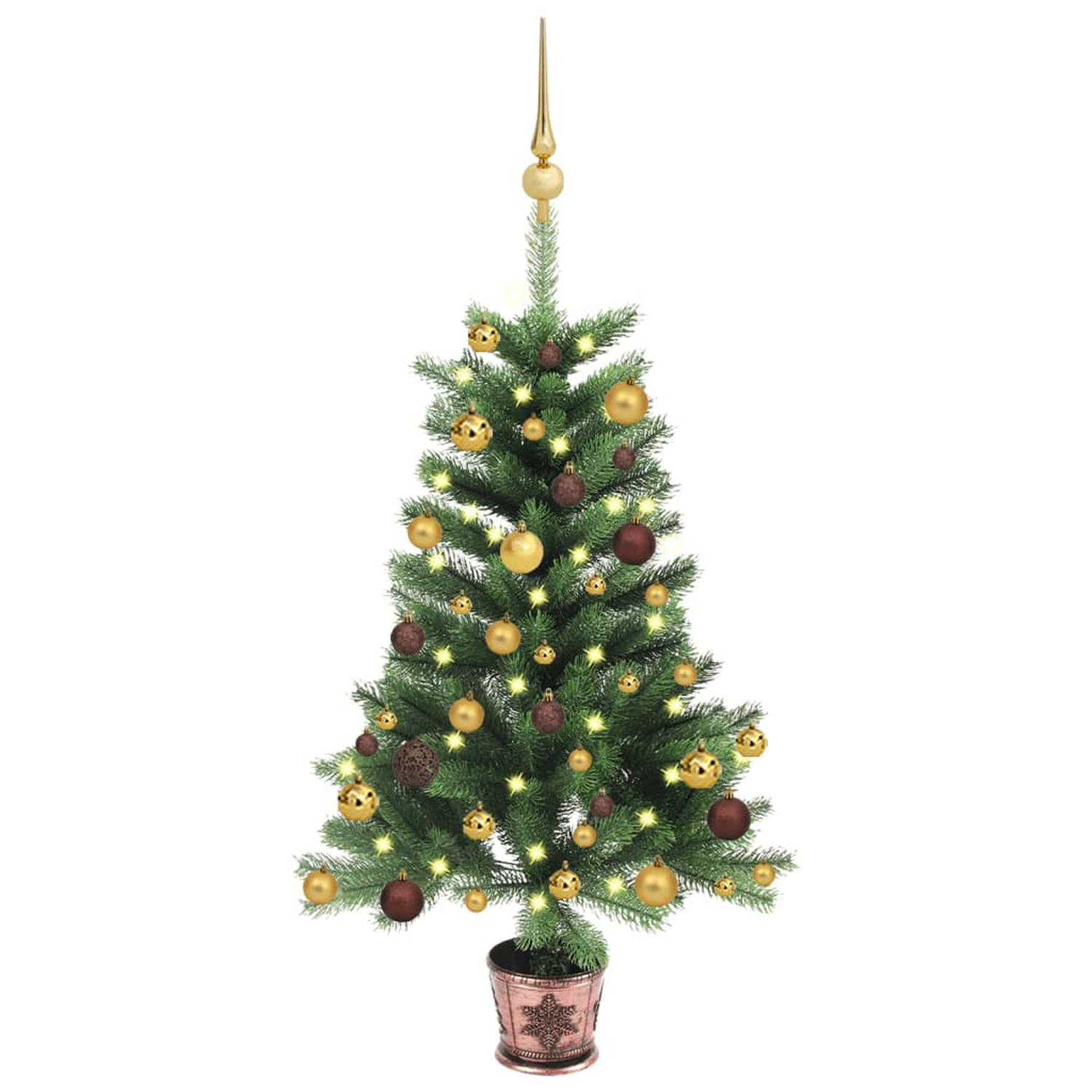 vidaXL Kunstkerstboom met LED's en kerstballen 90 cm groen
