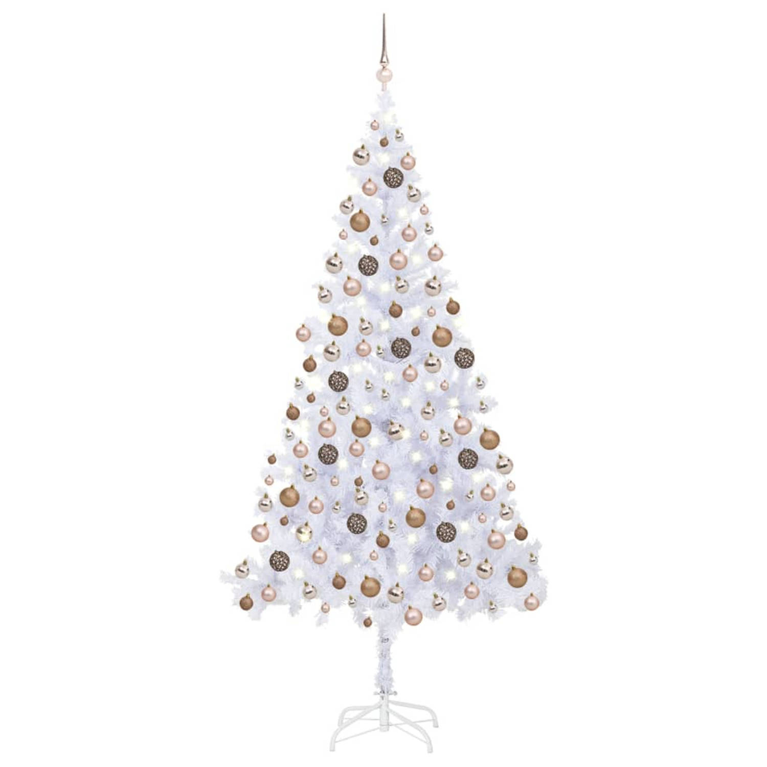 vidaXL Kunstkerstboom met LED's en kerstballen 910 takken 210 cm