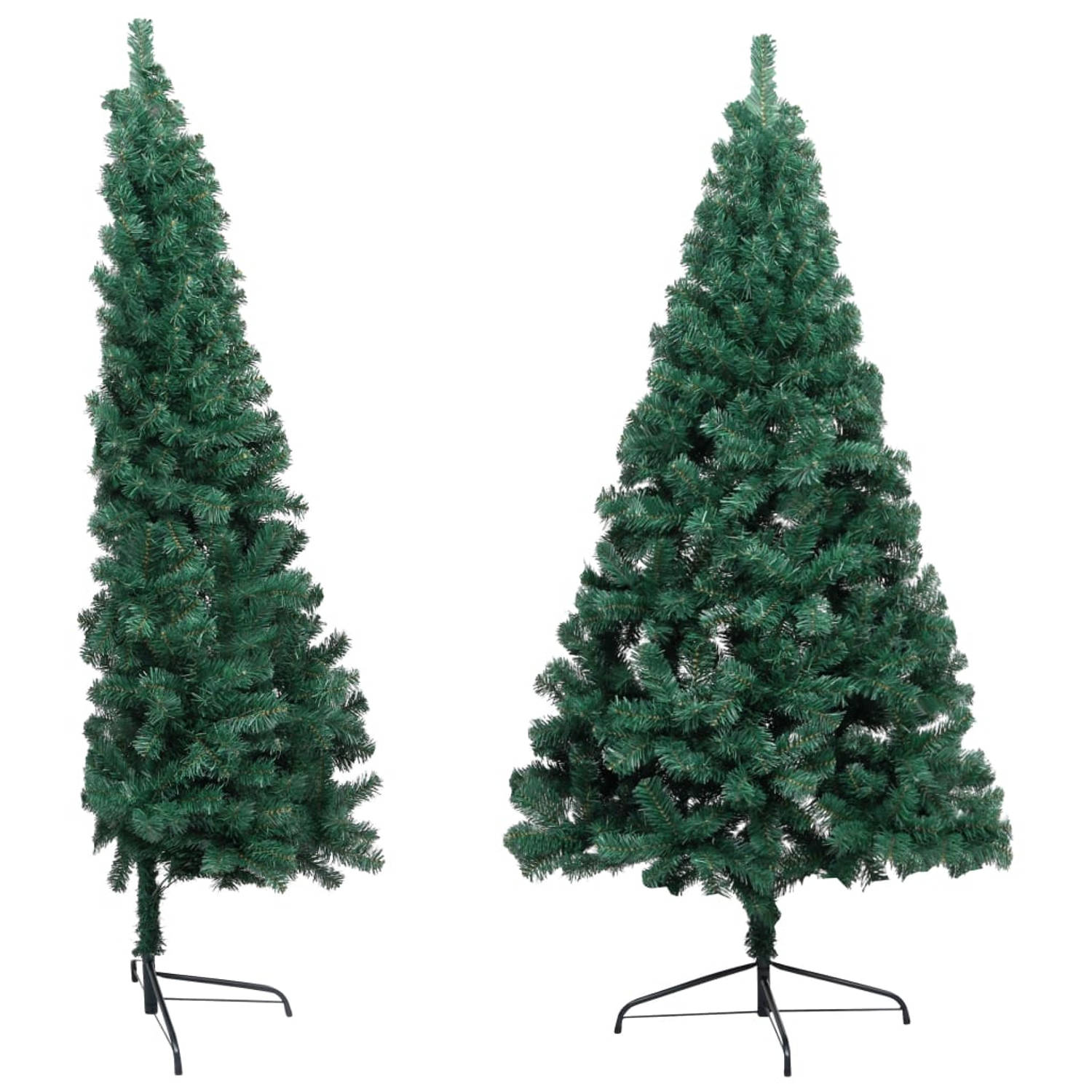 The Living Store Kunstkerstboom met standaard half 150 cm PVC groen - Decoratieve kerstboom