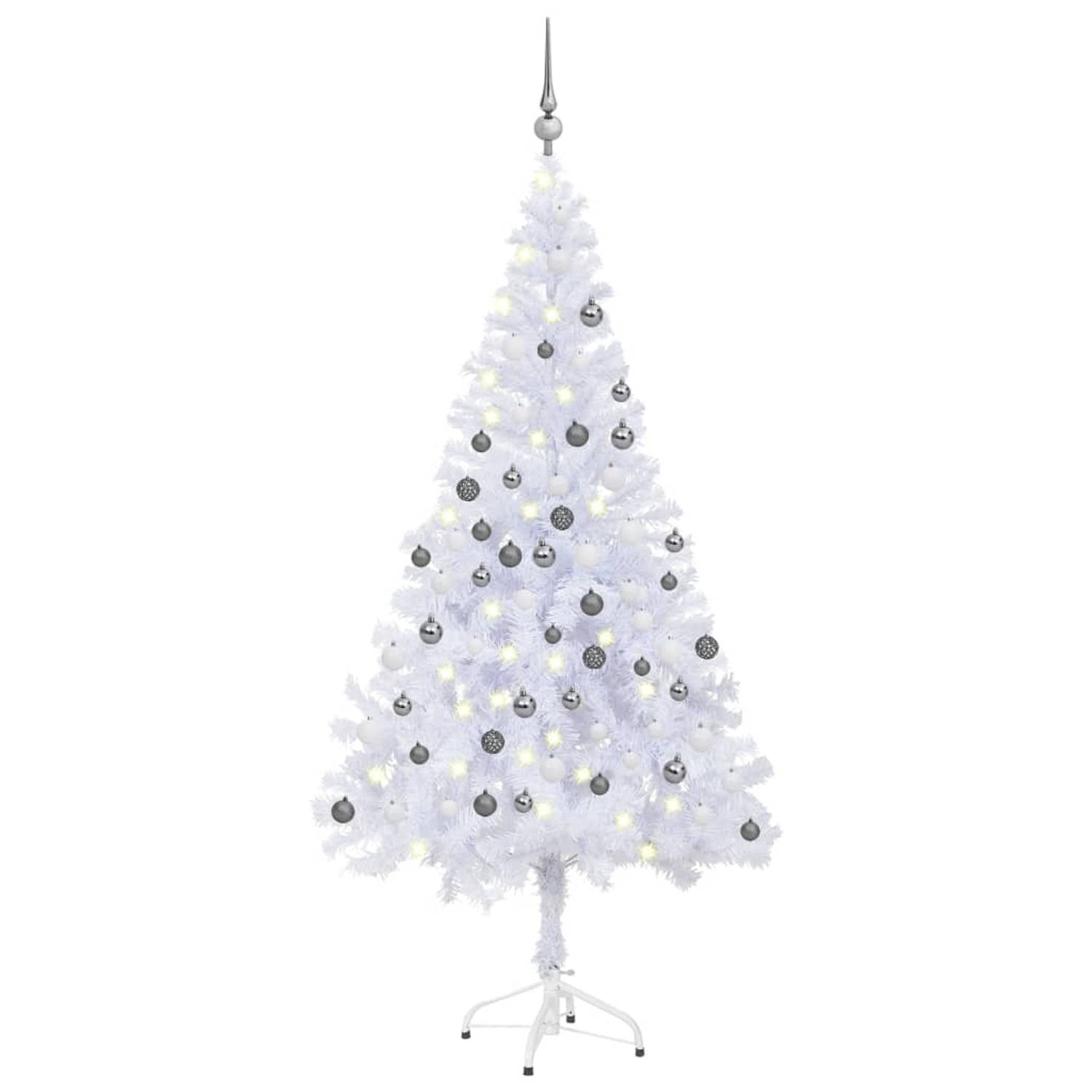 vidaXL Kunstkerstboom met LED's en kerstballen 620 takken 180 cm