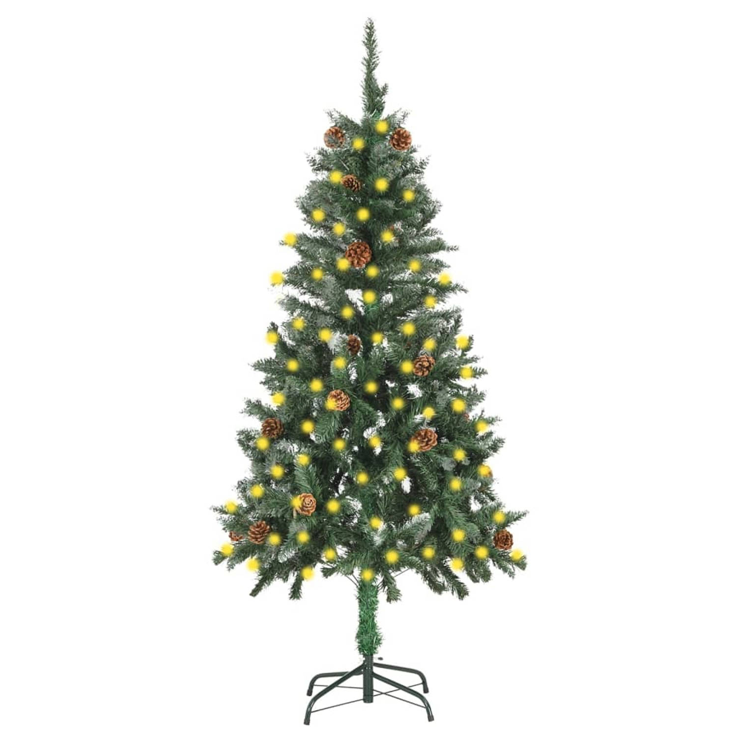 vidaXL Kunstkerstboom met verlichting en dennenappels 150 cm