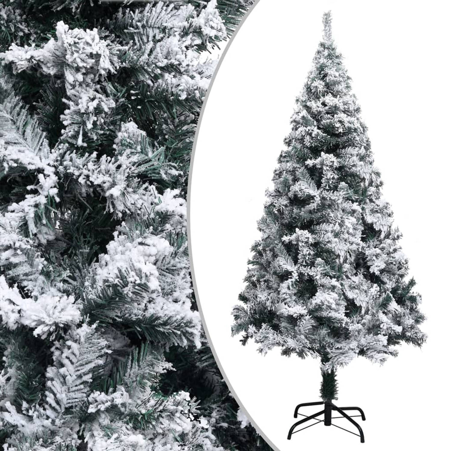 The Living Store Kunstkerstboom met LED's en sneeuwvlokken 240 cm groen - Decoratieve kerstboom