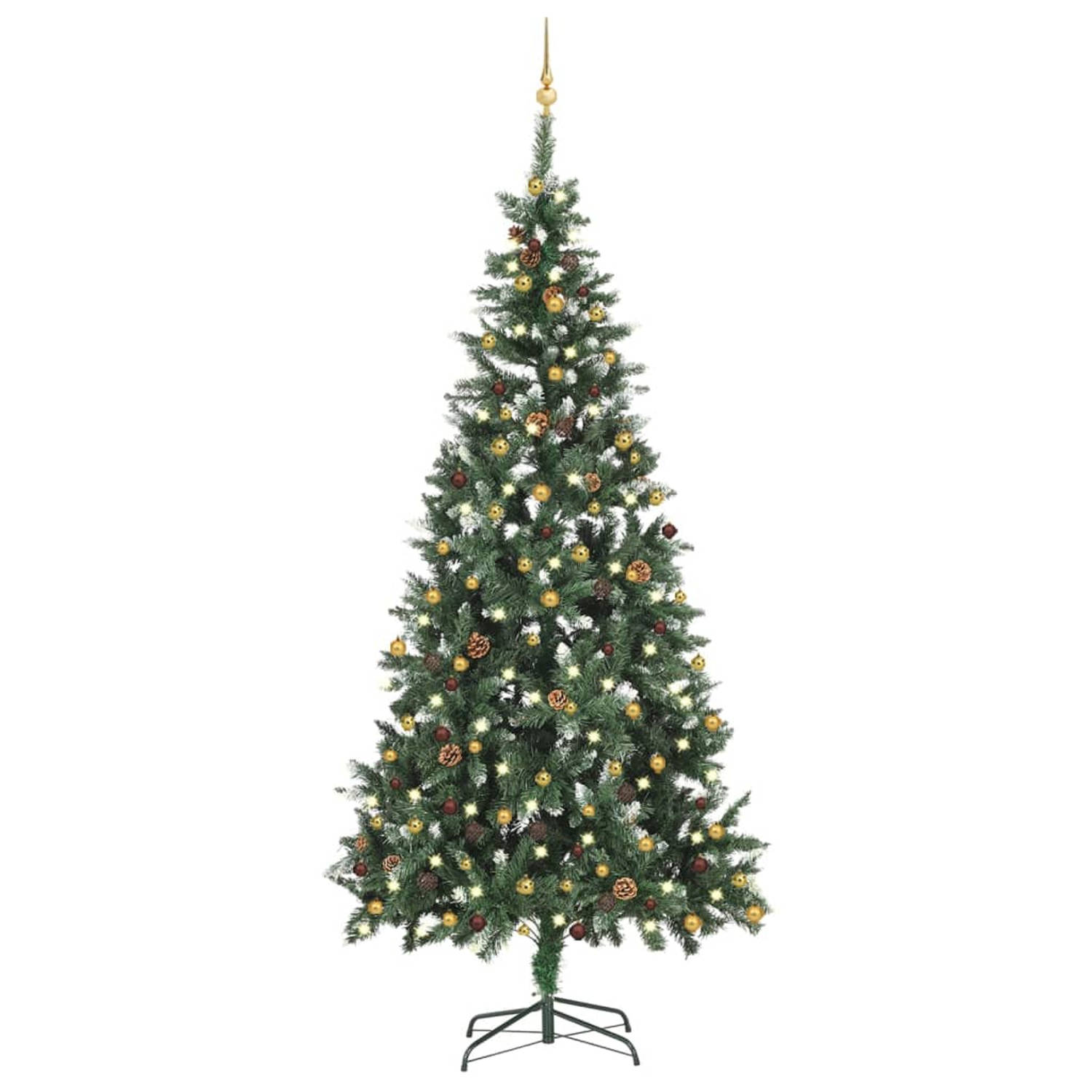 vidaXL Kunstkerstboom met verlichting en kerstballen 210 cm