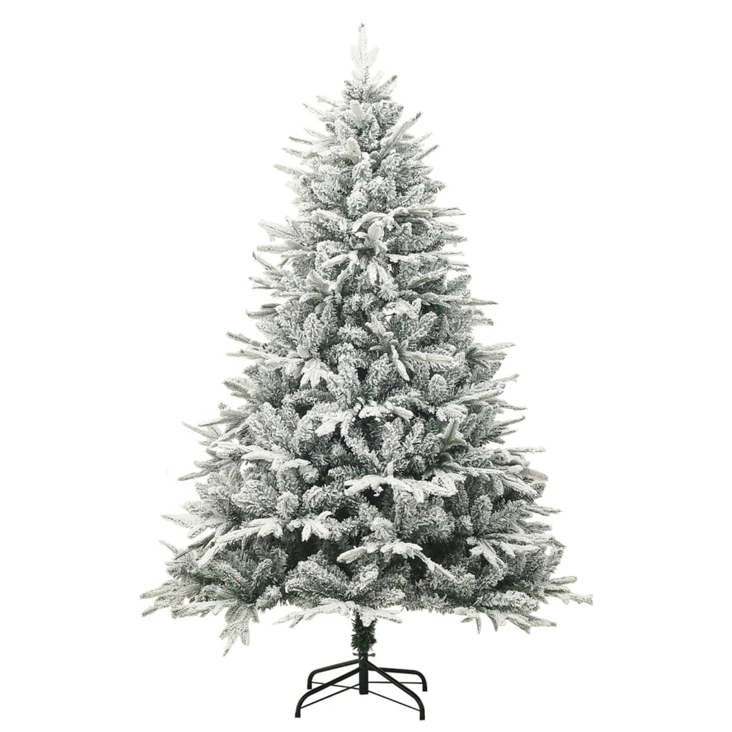 The Living Store Kunstkerstboom met sneeuwvlokken 210 cm PVC en PE groen - Decoratieve kerstboom